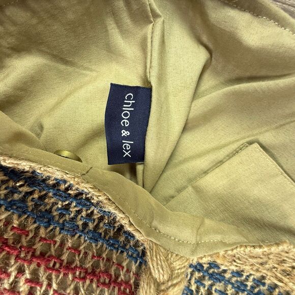 Chloe & Lex Jute Tote Bag Aztec Southwestern Pattern 19 x 19" Snap Closure Boho - Picture 11 of 14